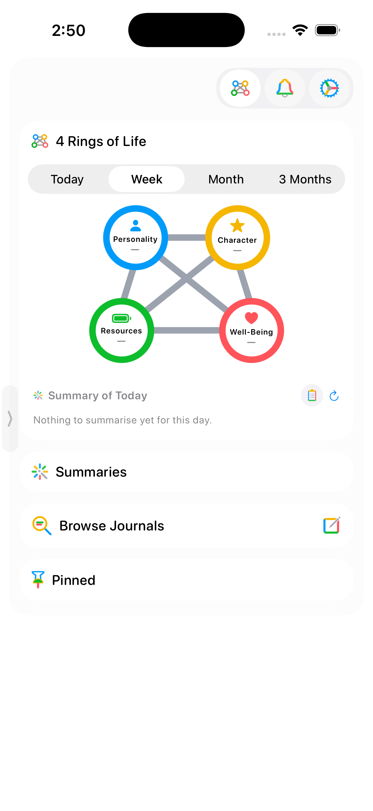 4 Rings on iPhone — the 4 Rings of Life home.